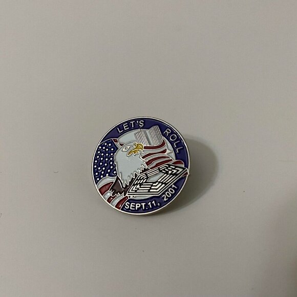 2001 Lets Roll 911 Remembered Lapel Hat Pin US Flag Eagle - Picture 10 of 11